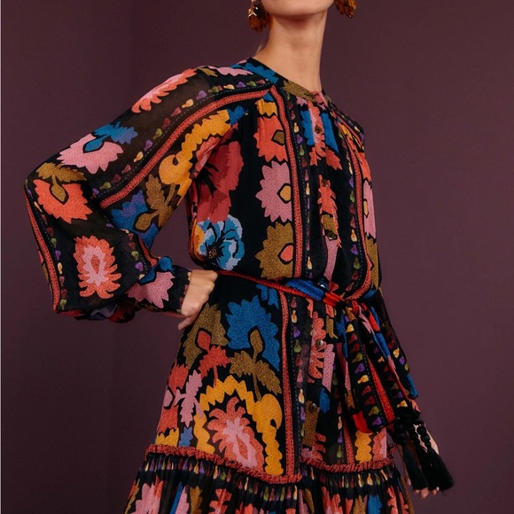 Farm Rio Flowers Tapestry Mini Dress Size XS - Picture 10 of 10